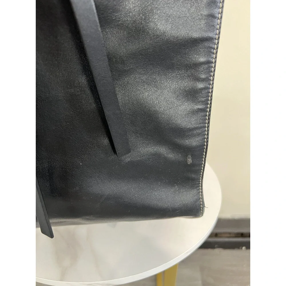 Vince Made in Italy Black Leather & Suede Structured Tote Shoulder Bag